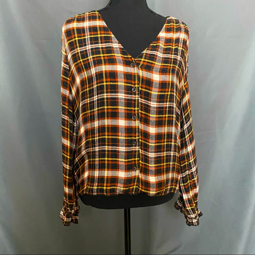 Madewell Button Front Soft Flannel Top Size M